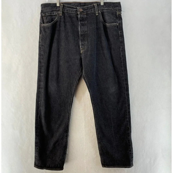 Levi's 501 Jeans Men's Sz 38x32 Black Straight Leg Mid-Rise Regular Fit Pockets - Picture 1 of 10